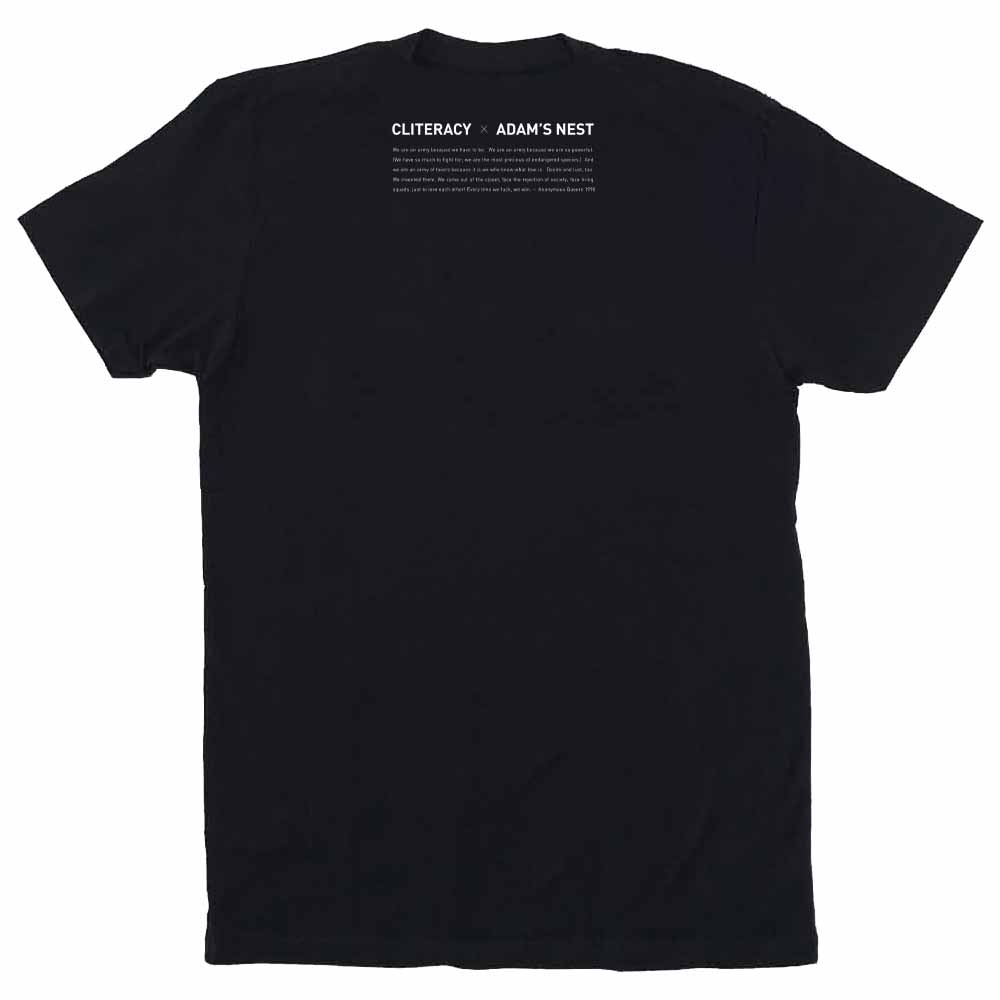 cliteracy adam's nest t-shirt back black
