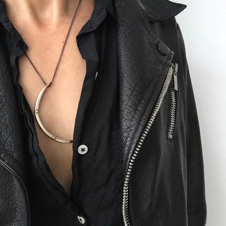 Crescent Moon Necklace on model