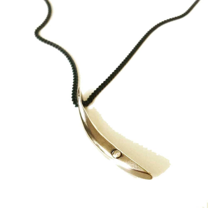 Sliver of a Crescent Moon  Necklace in Bronze rivet detail