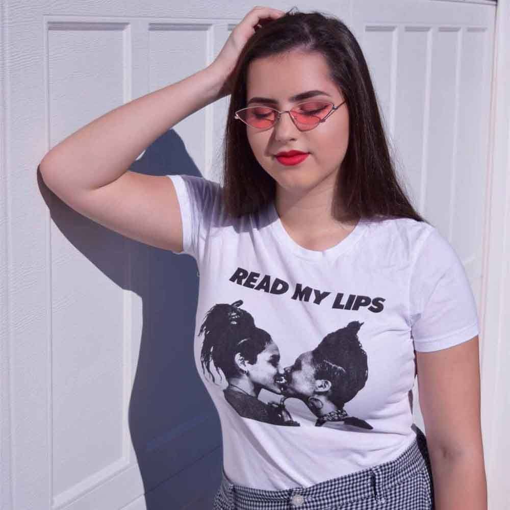 Read My Lips Gran Fury Women's Fit T-shirt julia Rainbow Railroad