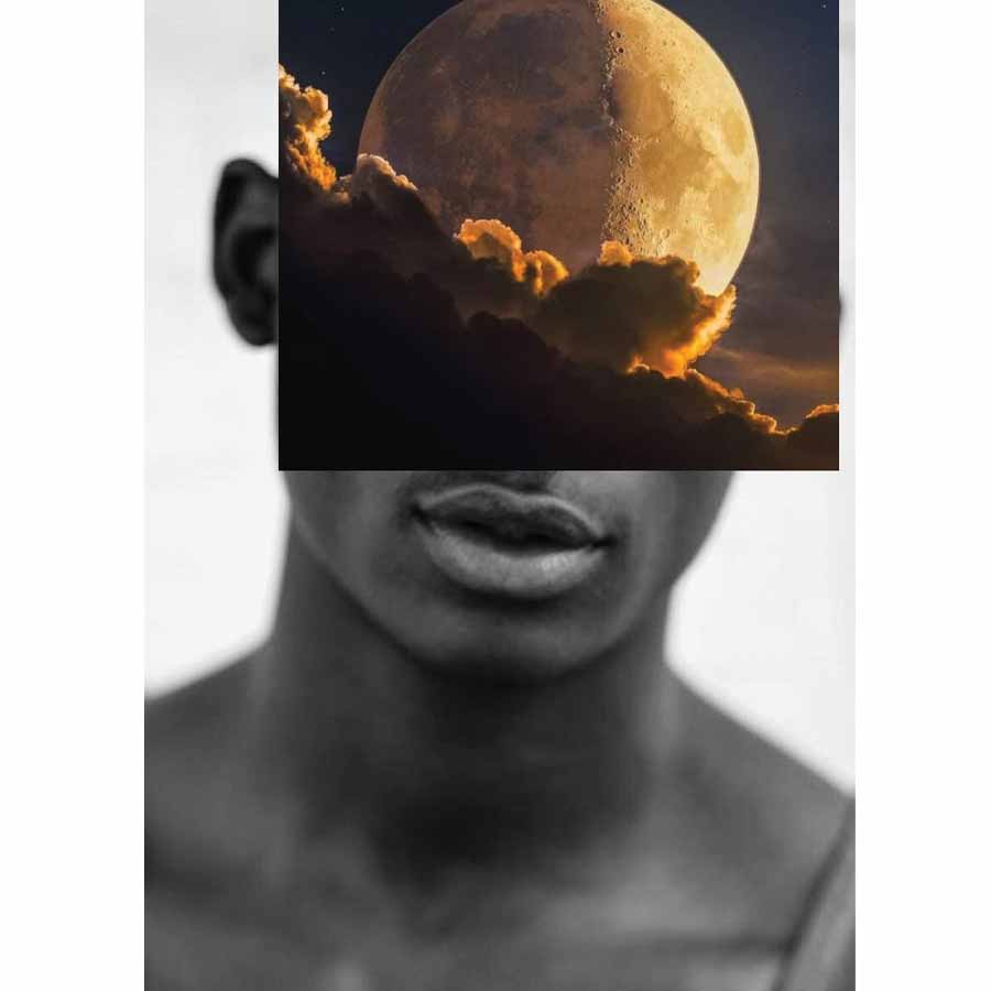 Naro Pinosa Black Man Moonrise Postcard