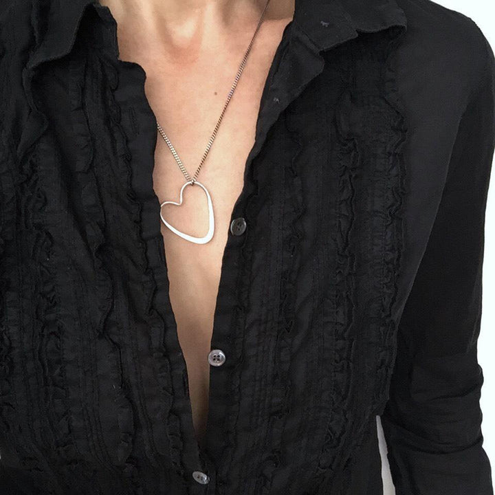 Open Heart Necklace in Sterling Silver
