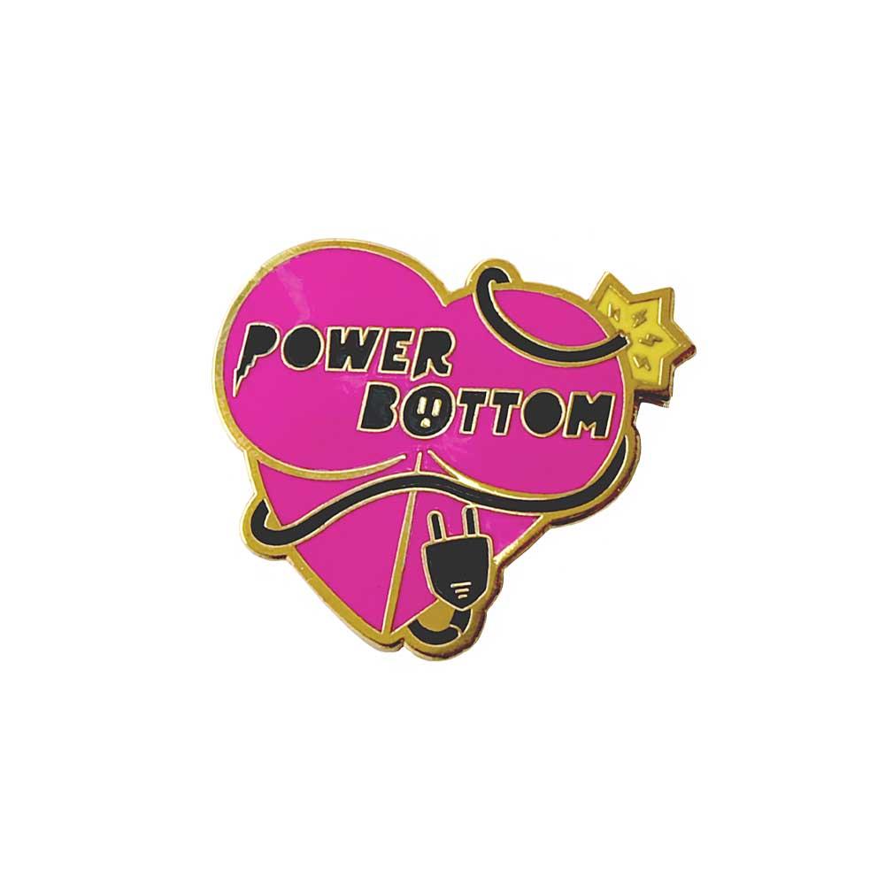 Power bottom enamel lapel pin Gaypin' guys