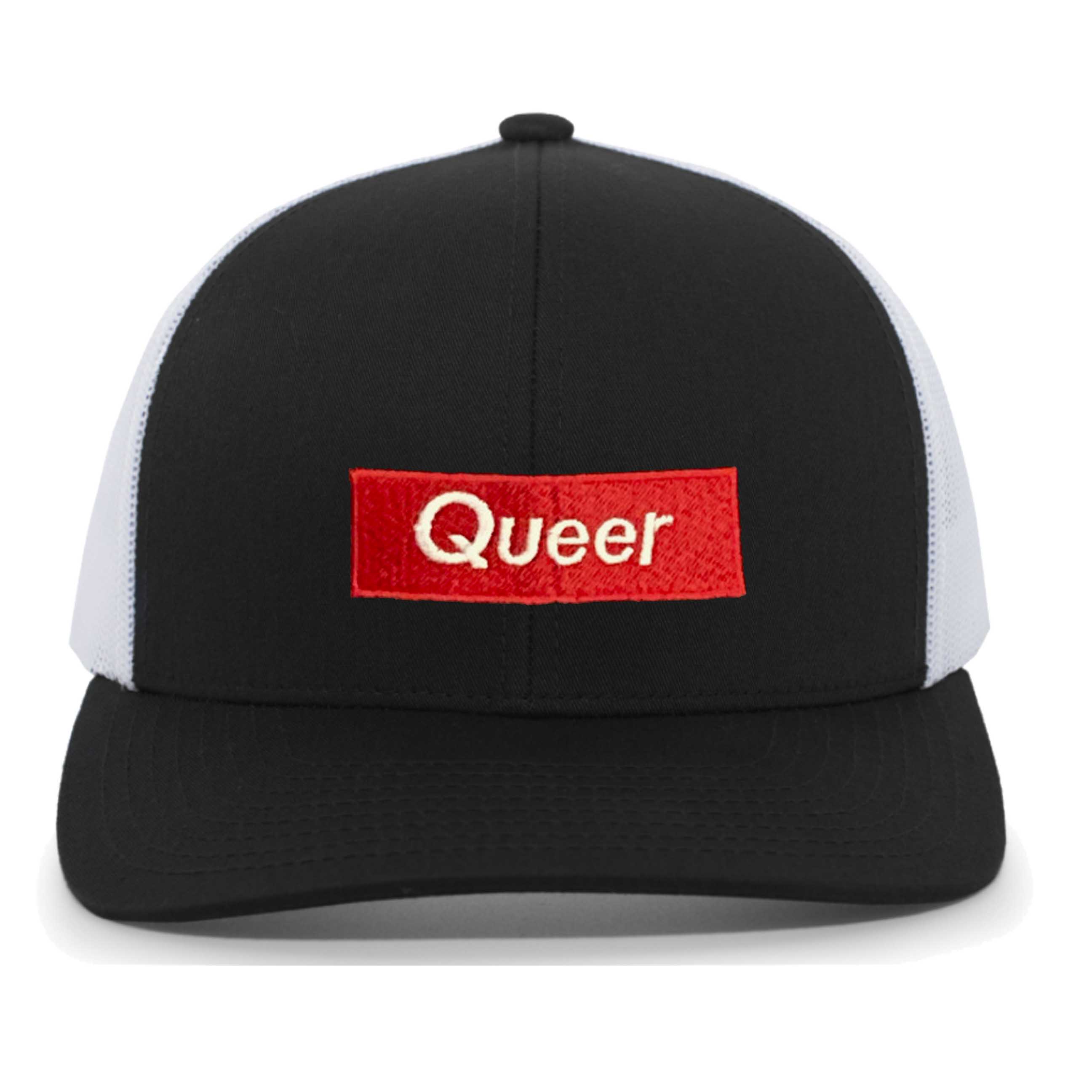Adam's Nest Queer Trucker Mesh Snapback Hat black White