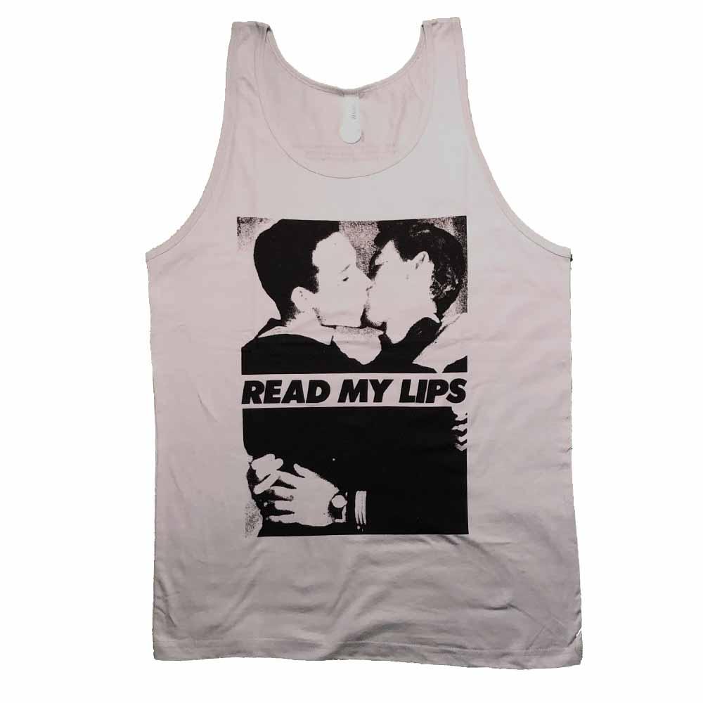 Read My Lips Men kissing gran fury vintage photo Tank Supporting Rainbow Railroad