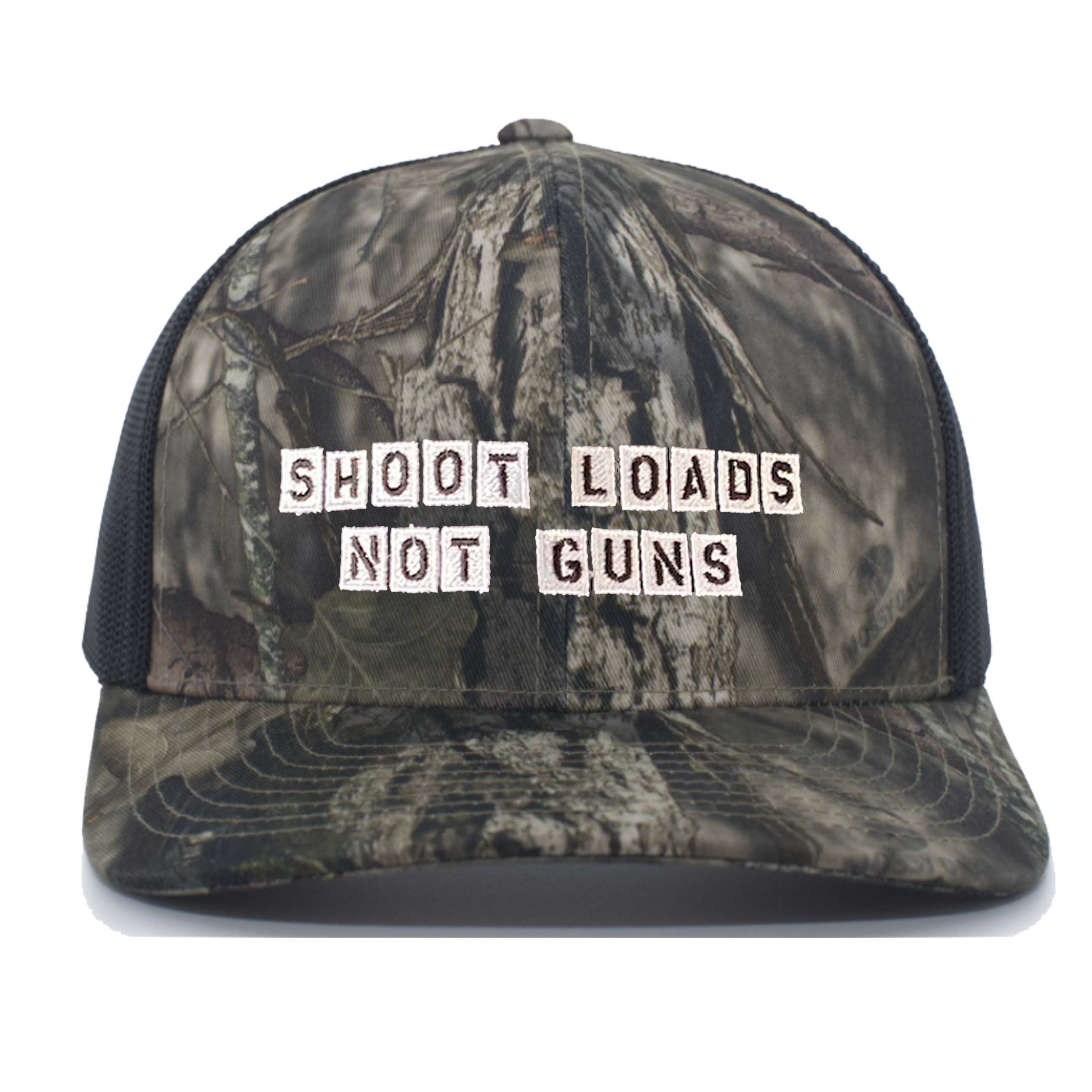 Shoot Loads Not Guns Break Up Country mossy oak black Trucker Mesh Snapback Hat