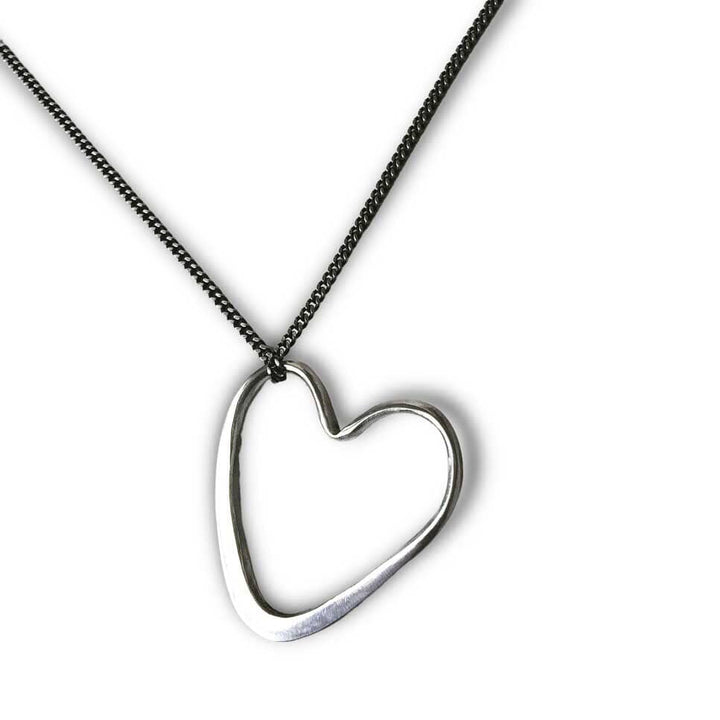 Open Heart Necklace in Sterling Silver
