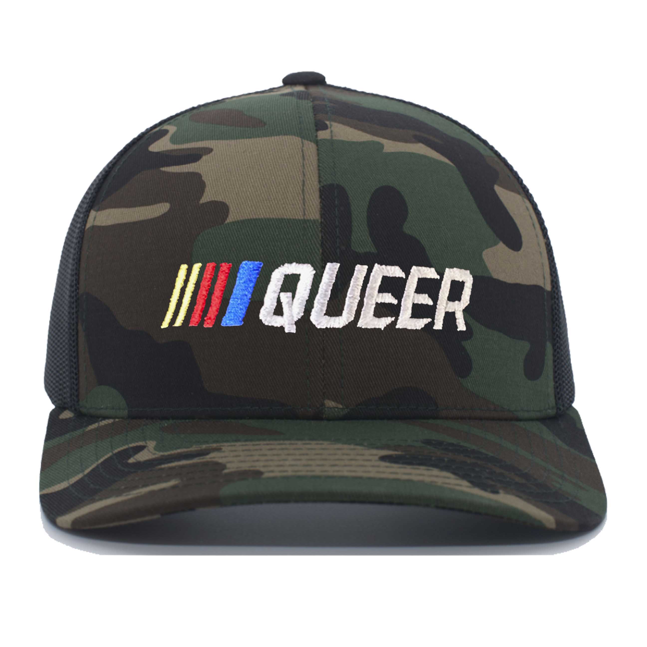 Stripe Queer Camo Trucker Mesh Snapback Hat