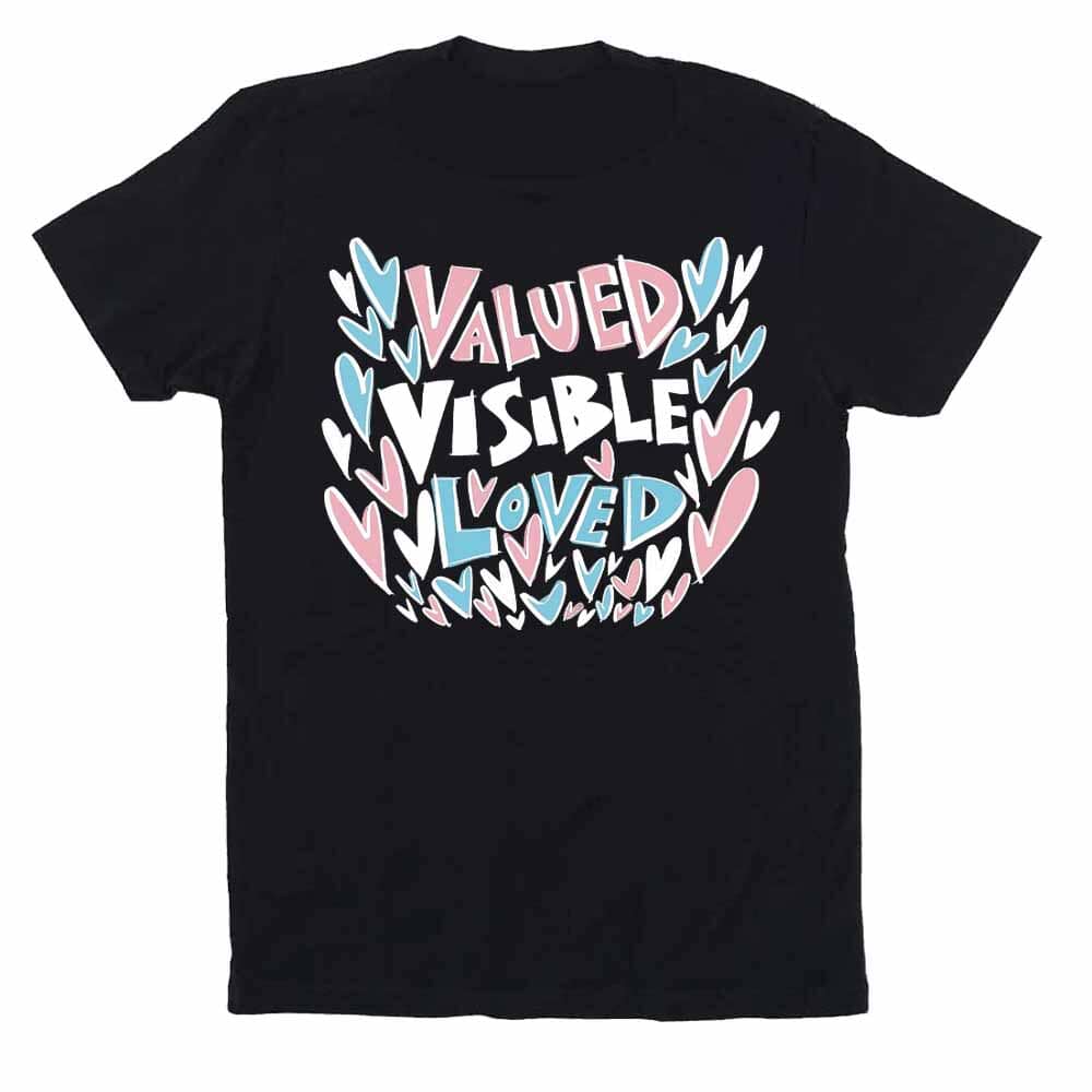 Valued visible loved black t-shirt