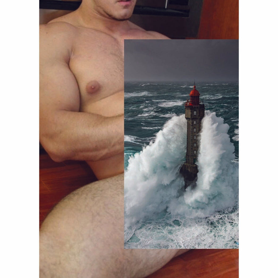 Naro Pinosa Raging Lighthouse Postcard by Naro Pinosa
